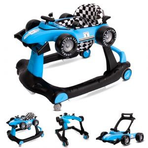 Trotteur B&eacute;b&eacute; Pliable Formula Racing 3in1, jouet d&rsquo;activit&eacute;s, lumi&egrave;res & m&eacute;lodies, hauteur r&eacute;glable, rose, 6 Mois+ (Bleu) (SunBaby, neuf)