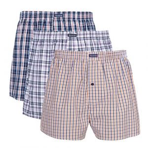 Vanever Boxer Homme, 100% Coton, Lot de 3, Calecons Hommes, Cale&ccedil;on Am&eacute;ricain, R&eacute;tro Undertwear Bouton Fly Bleu Fonc&eacute; & Violet & Orang&eacute; M (VANEVER, neuf)