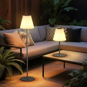 Postlucky Lampadaire Solaire Exterieur Dimmable Lampe de Table Extérieur Blanc Chaud et RVB Lampes de Table Sans Fil Rechargeable IP44 Étanche pour Intérieur Extérieur Patio Jardin (Gris) (lingjun0, neuf)