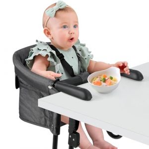 Ezebaby Chaise Haute Portable avec Dossier Pliable,Elévateur de Siège de Table pour Bébé,Ajustement Rapide, Harnais de Sécurité à 5 Points et sac de Transport (Noir, sans Plateau) (Ezebaby EUDTC, neuf)