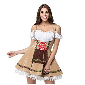 G&eacute;n&eacute;rique Femme Robe Dirndl de Bavi&egrave;re Oktoberfest Robe Traditionnelle pour la F&ecirc;te de la Bi&egrave;re Costume de Bi&egrave;re Manches Courtes Robe Chemisier Tablier Bavi&egrave;re V&ecirc;tements (NiceYear, neuf)