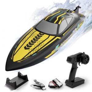 volantexrc Bateau RC, Bateau T&eacute;l&eacute;command&eacute; Autoredressant pour Piscines et Lacs, Bateaux de Course RC 2,4 GHz 20+MPH avec 2 Batteries Rechargeables pour D&eacute;butants ou Adultes (795-8, Jaune) (EXHOBBY EU, neuf)