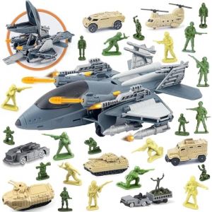 Boderam Transport Militaire Avion Cargo Voiture Jouet Set Char Militaire h&eacute;licopt&egrave;re Voiture, arm&eacute;e Homme Soldat Combat Jouet Figurine Cadeau pour 3 4 5 6 7 8 Ans gar&ccedil;on Fille (Boderam-direct, neuf)