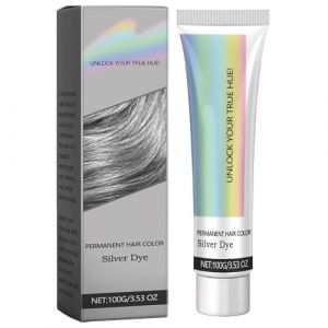 Crème de Teinture de Cheveux Naturelle Gris Argenté,Crème de Coloration pour Cheveux Gris Unisexe,Coloration Grise pour Cheveux Homme et Femme,Cire Capillaire Colorée (Qinuurod, neuf)
