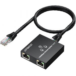 AUTOUTLET R&eacute;partiteur Ethernet 1 vers 2, r&eacute;partiteur Internet Gigabit RJ45 1000 Mbps, r&eacute;partiteur de c&acirc;ble Ethernet Plug and Play, c&acirc;ble USB de 1 m, r&eacute;partiteur r&eacute;seau 1 entr&eacute;e 2 sorties pour c&acirc;ble (ZIXING TECHNOLOGY LIMITED, neuf)