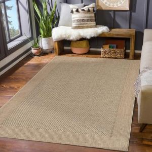 TT Home Tapis Int&eacute;rieur & Ext&eacute;rieur Tiss&eacute; &Agrave; Plat Aspect Sisal Style Naturel Monochrome Beige, Dimension:80x150 cm (marche-de-tapis, neuf)