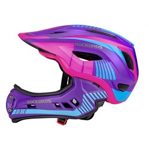 ROCKBROS Casque BMX d'enfant, Casques Int&eacute;gral V&eacute;lo VTT, Casque Complet pour Gar&ccedil;on Fille Anti-Choc Menton Protection D&eacute;tachable Ajustable avec CE Taille M (RockBrosbike, neuf)