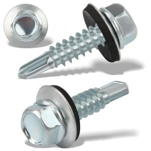 Nenull Lot de 300 Vis à Tôle Trapézoïdale Auto-Taraudeuses - 4,8 x 19 mm - Hexagonales Spengler Avec Disque d'Étanchéité - Galvanisées (quanjiangyan trading, neuf)