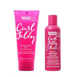 Umberto Giannini Curl Jelly Scrunching Jelly 200 ml et Curl Jelly Shine Apr&egrave;s-shampoing sans rin&ccedil;age 180 ml V&eacute;g&eacute;talien et sans cruaut&eacute; envers les animaux (Umberto Giannini, neuf)