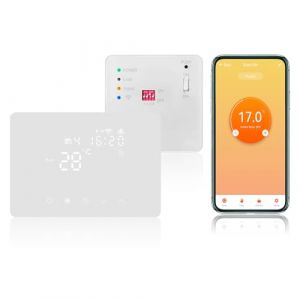 KETOTEK Thermostat sans Fil avec RF Récepteur WiFi pour Chaudiere Gaz/Chauffage au Sol à Eau 5A 220V, Intelligent Thermostat Kit pour Chaudiere Compatible avec Alexa, Contrôle de Tuya/Smart Life App (KETOTEK Store, neuf)
