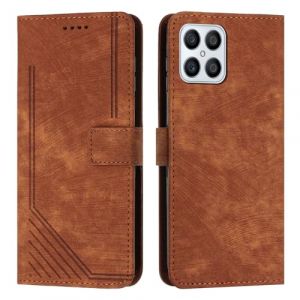 XFDSFDL&reg; Cas de pour Honor X8 TFY-LX1/LX2/LX3 (6,7 Pouces) PU Cuir Housse Flip Coque Impression de Stries avec Support Magn&eacute;tique Fermeture Portefeuille &Eacute;tui de Protection Marron (LingDan, neuf)