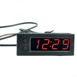 Kit d'affichage numérique 3 en 1 pour voiture | Thermomètre 12 V voltmètre horloge | LED | Rouge, vert, bleu | Jauge de température DC 5-27 V (rouge) (Yanghaicheng, neuf)