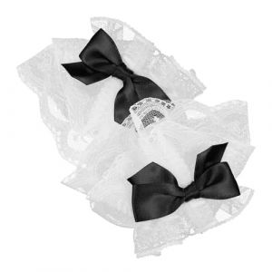 BESTonZON Manchettes Lolita en Dentelle Noire sans Doigts Paire de Moufles D&eacute;coratifs pour Femmes Accessoires de Poignet &Eacute;l&eacute;gants pour Robes Cosplay et Tenues de Soir&eacute;e (baiyek, neuf)