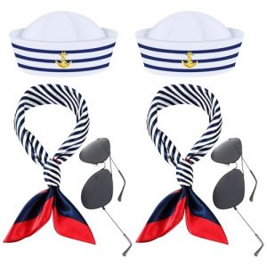 ZXTGBQ Costume de marin pour femme, bonnet de marin et sha, lunettes de soleil, tenue bleu marine, accessoire de costume pour femme, pour f&ecirc;te &agrave; th&egrave;me, cosplay, carnaval, accessoires photo (ZXTGBQ, neuf)
