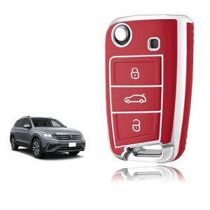 TOOMUME Coque Clé, Etui Cles Étui Clés Adapté pour VW Golf 7 Mk7 Polo Tiguan Touran Seat Leon Fabia Ibiza Skoda Fabia Octavia Superb, Couvre Clef Cache Cle Voiture Telécommande - Flip Key (TOOMUME, neuf)