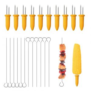 WUSJCOF 20 Pièces Pique à Brochette en Acier Inoxydable, Réutilisable, (10CM), Pic à Brochette pour Friteuse à Air et Four, Brochettes Inox pour Barbecue, Viande, Légumes, Brochette Air Fryer (NAROU DUTEN, neuf)