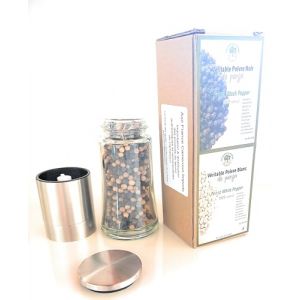 Poivre de Penja M&eacute;lange Blanc & Noir en Grain IGP propos&eacute; dans un Moulin au Design El&eacute;gant de Belle Qualit&eacute;. Quantit&eacute; de poivre par unit&eacute; : 70ml... Un Beau Moulin pour un Poivre Prestigieux! (Axe France Cameroun Import, neuf)