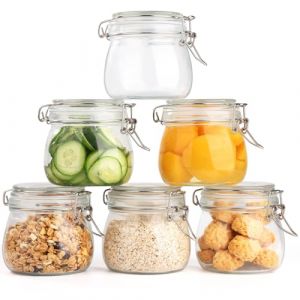 Ezvsevuo Bocaux en Verre Herm&eacute;tique - 6 x 500ml Bocal en Verre avec Couvercle, Bocal &agrave; Conserves &agrave; Clip, Pot en Verre Hermetique, Pot Confiture pour le Stockage des P&acirc;tes, Pickles, C&eacute;r&eacute;ales, Grains (Ezvsevuo, neuf)