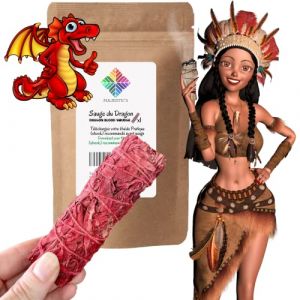 Sauge Rouge Sang de Dragon, Sauge Blanche Purification &agrave; Bruler X1 Baton + Ebook Pratique (PDF) &ndash; B&acirc;tonnets de Sauge Am&eacute;rindienne pour Purifier Les &Eacute;nergies N&eacute;gatives (Majestic's Boutique, neuf)