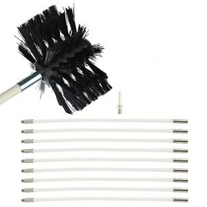 Kit de Ramonage pour Poêle à Granulés Hérisson Ramonage, Brosse pour Tuyau de Poêle Cheminée, avec 9 tiges en Nylon, 1 tête de Brosse et 1 Tige Hexagonale pour Climatisation, Sèche-Linge (EUGULTD, neuf)