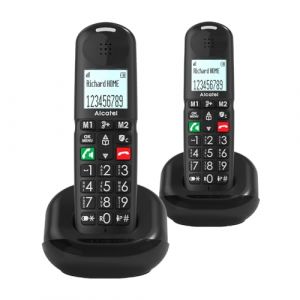 ALCATEL XL685 Duo - T&eacute;l&eacute;phone Fixe sans Fil DECT Senior Format XL - &Eacute;cran Graphique Haute lisibilit&eacute; - Grandes Touches - Audio Boost - Mains Libres - Blocage des Appels - 2 Combin&eacute;s - Noir (AS-Discount, neuf)
