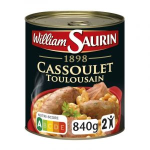 Cassoulet Toulousain 840g de Willaim Saurin - Le plat cuisin&eacute; en conserve authentique pour vos repas savoureux &agrave; la fran&ccedil;aise - Le Lot De 3 (Franc shopping, neuf)