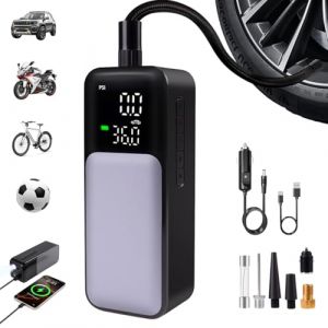 Gonfleur Pneus Voiture Sans Fil 80W Compresseur &agrave; Air Portatif Voiture 150 PSI 8000 mAh Gonfleur Electrique, Pompe a Velo, Inflation Rapide, Arr&ecirc;t Automatique, LED, Pompe pour Moto (AMJ Leuchte, neuf)