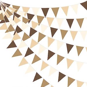 32Ft Brun Fanion Guirlande Bannière Bruant Décoration de Fête marron Tissu Triangle Drapeau Banderole pour Anniversaire Mariage bapteme ours en peluche thème Noël safari dans la jungle deco Suspendue (MZY Co., Ltd, neuf)