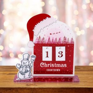 Calendrier de Compte &agrave; Rebours de No&euml;l, Chapeau No&euml;l Rouge Calendrier de l'Avent Panneau Table avec Plaque de Date Acrylique et Ornement de Bonhomme Neige D&eacute;coration Cadeau No&euml;l pour Maison (Beisong, neuf)