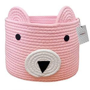 Inwagui Ours Panier de Rangement en Corde de Coton Panier &agrave; Linge Pliable Bo&icirc;te de Rangement pour Chambre d'enfant Stockage de B&eacute;b&eacute; Jouets - Rose (Inwagui, neuf)