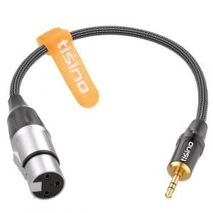 tisino Cable XLR vers Jack 3,5mm, symétrique XLR femelle vers mini jack stéréo 3,5mm pour microphones de studio ou à condensateur - 30 cm (TISINO-EU, neuf)