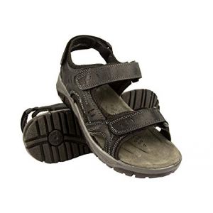 Zerimar Sandales en cuir pour homme - sandales randonnée homme avec fermeture velcro réglable - sandale homme confortable - Noir - Taille 46 (Zerimar Group 1942, neuf)