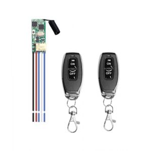 QIACHIP Interrupteur relais sans fil 433 MHz DC 3,7 V 5 V 12 V T&eacute;l&eacute;commande Module r&eacute;cepteur avec 2 &eacute;metteurs Mini contr&ocirc;leur Interrupteur momentan&eacute; (Keshilian, neuf)