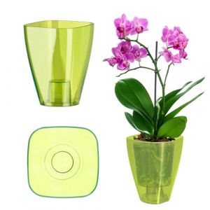 KADAX Pot de Fleurs, Pot &agrave; orchid&eacute;es, Pot de Fleurs Simple, pour orchid&eacute;e, juv&eacute;nile, Marguerite, Pot de Fleurs pour Cuisine et Salon (diam&egrave;tre 9 cm, rectangulaire, Vert) (KADAX, neuf)
