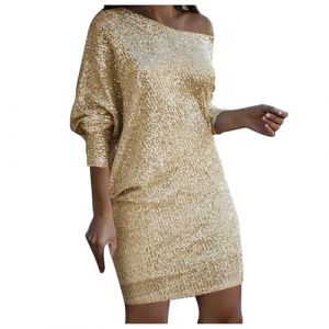 Rrongwn Robes &agrave; Paillettes pour Femmes - Robe Glitzer de F&ecirc;te - Robe de Mariage - Robe de Cocktail - Robe &Eacute;l&eacute;gante et Sexy - Robe de Mariage Manches Longues - Robe de F&ecirc;te - Robe &agrave; Paillettes - Tenue (Mibsaw, neuf)
