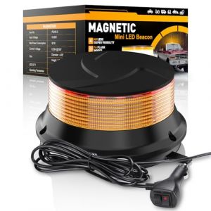 BEAMFLY gyrophare Lampe Stroboscopique LED 12V-24V, 45 LED, 16 Modes, Base Magn&eacute;tique, IP67 &Eacute;tanche, pour V&eacute;hicules d&rsquo;urgence, Camion, Tracteur, Voiturette de Golf &ndash; 3M Cordon (BeamflyDirect, neuf)