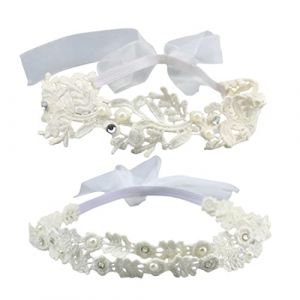 IUDWCG 2 Pcs bandeau pour b&eacute;b&eacute;, ruban gros grain pour b&eacute;b&eacute; fille, bandeau de mariage pour enfant bandeau pour nouveau-n&eacute;, bandeau dentelle mousseline de soie bandeau &eacute;lastique pour cheveux (Before Long, neuf)