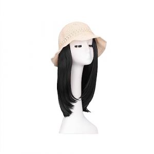 Bonnet Chauve Chapeau femmes été soleil chapeaux blanc seau chapeau avec perruque postiche for femmes faux cheveux vague Fit casquette filles Bonnet de Cheveux (Color : C) (xingfuxidedian, neuf)