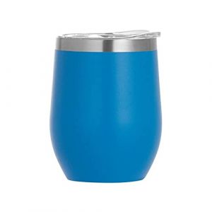 Gteller Gobelet &agrave; vin sans pied en acier inoxydable de 355 ml avec couvercle, tasse de voyage isotherme &agrave; double paroi, parfait pour le vin, le caf&eacute;, les cocktails, color&eacute; (azur) (Gteller, neuf)