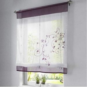 SIMPVALE Rideaux Romain Violet 60x140cm, Brodés Floral Store Romain, Décoration Intérieur Fenêtre Rideaux Voilages Chambre Salon Cuisine Balcon (Gazelle E-Commerce, neuf)