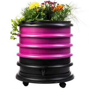 WORMbox | Lombricomposteur 3 Plateaux Framboise + Jardini&egrave;re | 48 litres | Compostez Vos d&eacute;chets organiques, Les vers de Terre/lombrics produisent du lombricompost (Ferme du Moutta, neuf)
