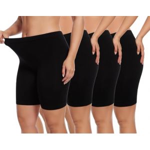 HBselect 4Pcs Panty Coton Cycliste Short Femme Long Culottes Femmes sous Jupe Shorts Pantalon De Sécurité Doux Stretch Leggings Pantalon De Yoga Court Plus Boxer Shorty Legging Boxer Caleçon (HBselect, neuf)