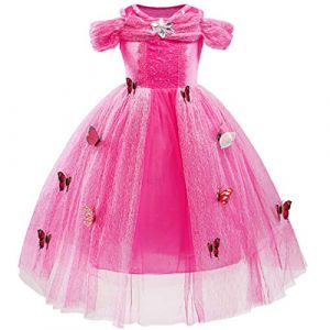 MYRISAM Robe de Cendrillon de Carnaval Papillon Déguisements Filles Princesse Costume de Cinderella Halloween Cosplay Noël Robe de Soirée Cérémonie Anniversaire Photographie Bal 6-7 Ans (MYRISAM store, neuf)