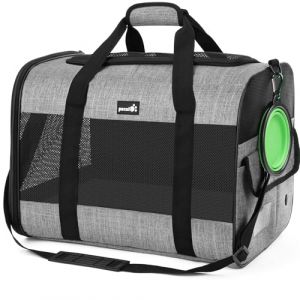 Pecute Sac de Transport pour Chat, Sac à Dos de Transport Portable pour Chiens Voyage pour Chats avec Mangeoire Pliable Porteur pour Animaux Tissu de Maille Respirant Convient jusqu'à (Nirong, neuf)