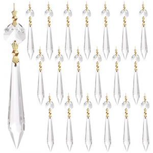 BELLE VOUS Pampilles Pour Lustres Forme de Glace (x20) - Perle Cristal Transparentes 11,5 cm pour Lustre, Chandelier, Prismes, Attrapes-Soleil, Guirlandes - Pendentif Perle en Cristal pour D&eacute;coration (Tinyyo Europe, neuf)