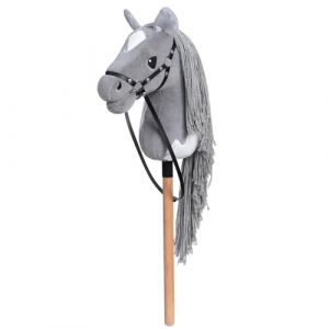 BEJOY Stick Horse Hobby Cheval Jouet Cheval sur B&acirc;ton avec Licou et R&ecirc;nes Cadeau Hobby Horsing pour Enfants Filles Grand Cheval Hobby Cheval Gris-Blanc (BEJOY GLOBAL, neuf)