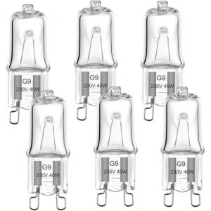 VINBE 40W G9 Lampe Halog&egrave;ne, 40W T4 JCD Double Pin, 480LM 230V pour Lustre Lampe de Cabinet Lampe de Paysage Applique, Dimmable, 2700k Blanc Chaud (6 PCS) (VINBE, neuf)