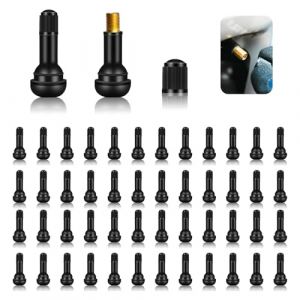 50 Pcs Valve Pneu Voiture TR414, Universal Valve Tubeless Valve Auto, Valve Tubeless Pneu Valve Tige Capuchon en Caoutchouc, Valve de Voiture Snap-in Voiture Pneu Tubeless pour Voiture Moto(Noir) (ChaoJiu, neuf)