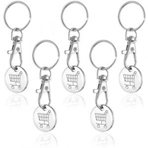 BDEPSTR 5 Pièces Jeton de Caddie, Porte-clé Jeton de Caddie, Porte-clé Métal de Caddie, Cœur de Caddie, Cadeau d'Anniversaire et d'Action de Grâces (ZLw6679, neuf)
