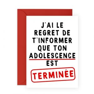 Central 23 Carte Anniversaire Amusante Pour Fille Ou Fils &ndash; ADOLESCENCE EST TERMIN&Eacute;E &ndash; Carte D'Anniversaire 20e Anniversaire Pour Homme Et Femme &ndash; 20 Ans &ndash; Livr&eacute;e Avec Autocollants (Central 23 ✌️, neuf)